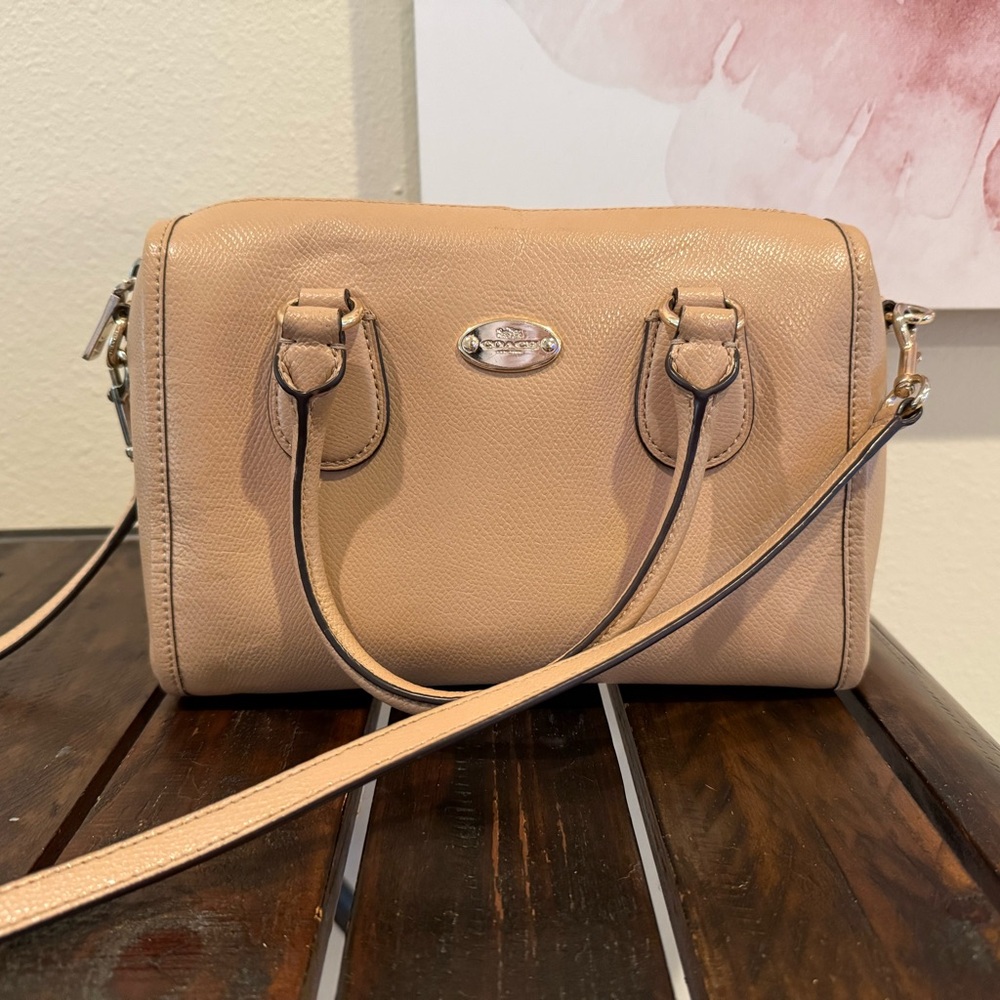 Coach Mini Leather Satchel in Beige